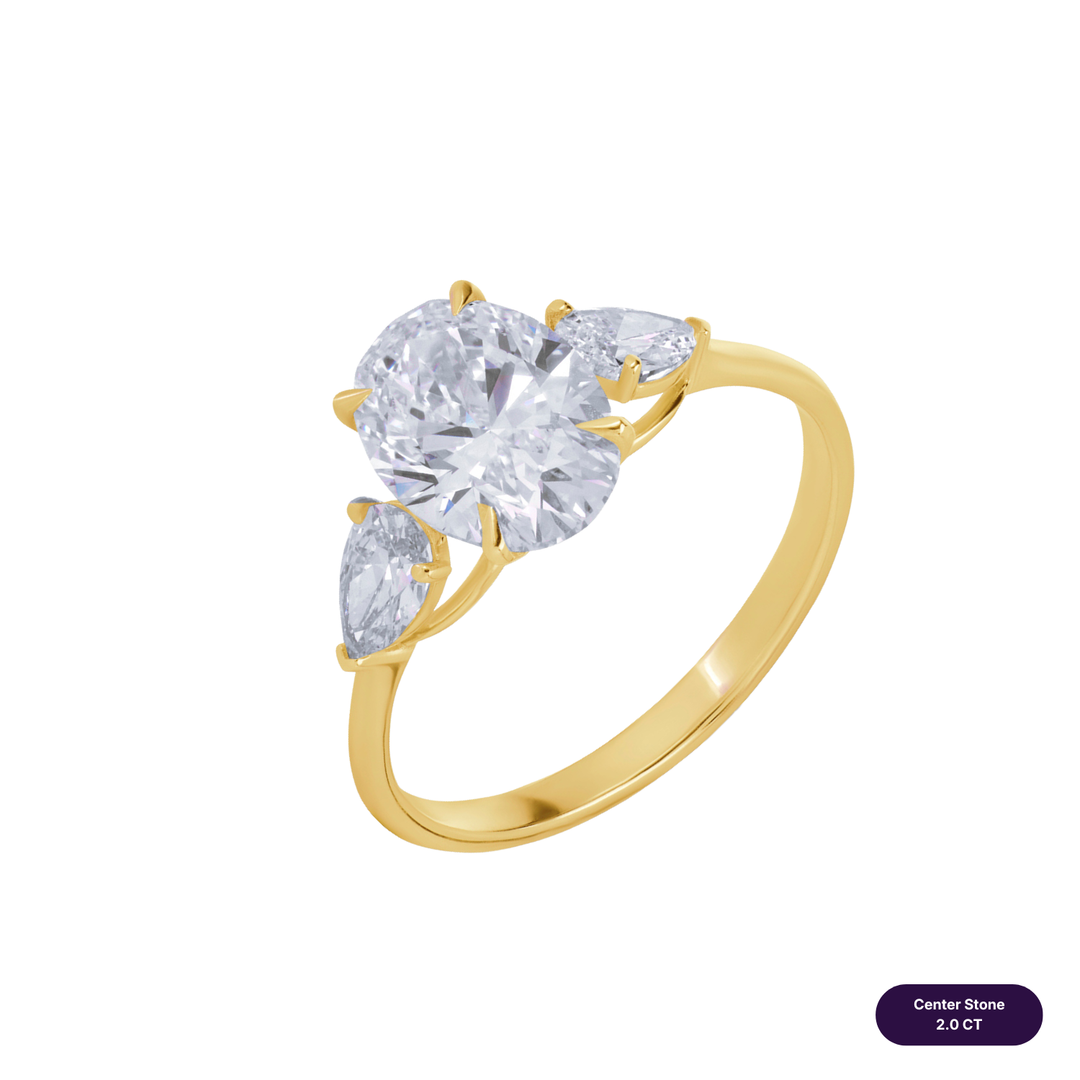 Three-Stones Lab Diamond Ring Oval