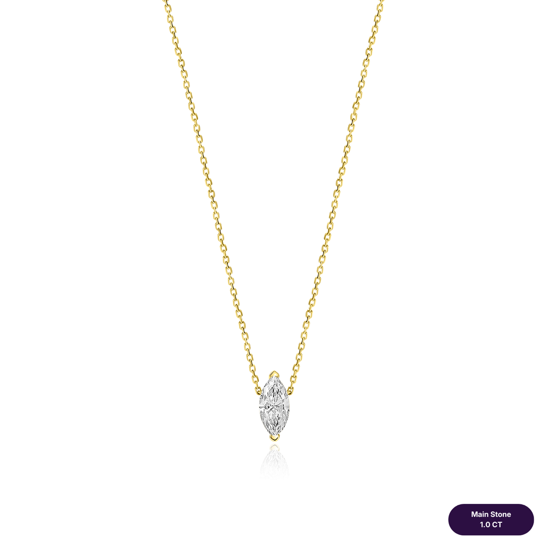 Solitaire Lab Diamond Necklace Marquise