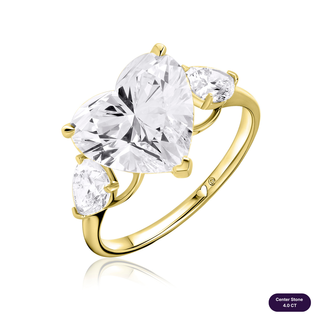 Three-Stones Lab Diamond Ring Heart
