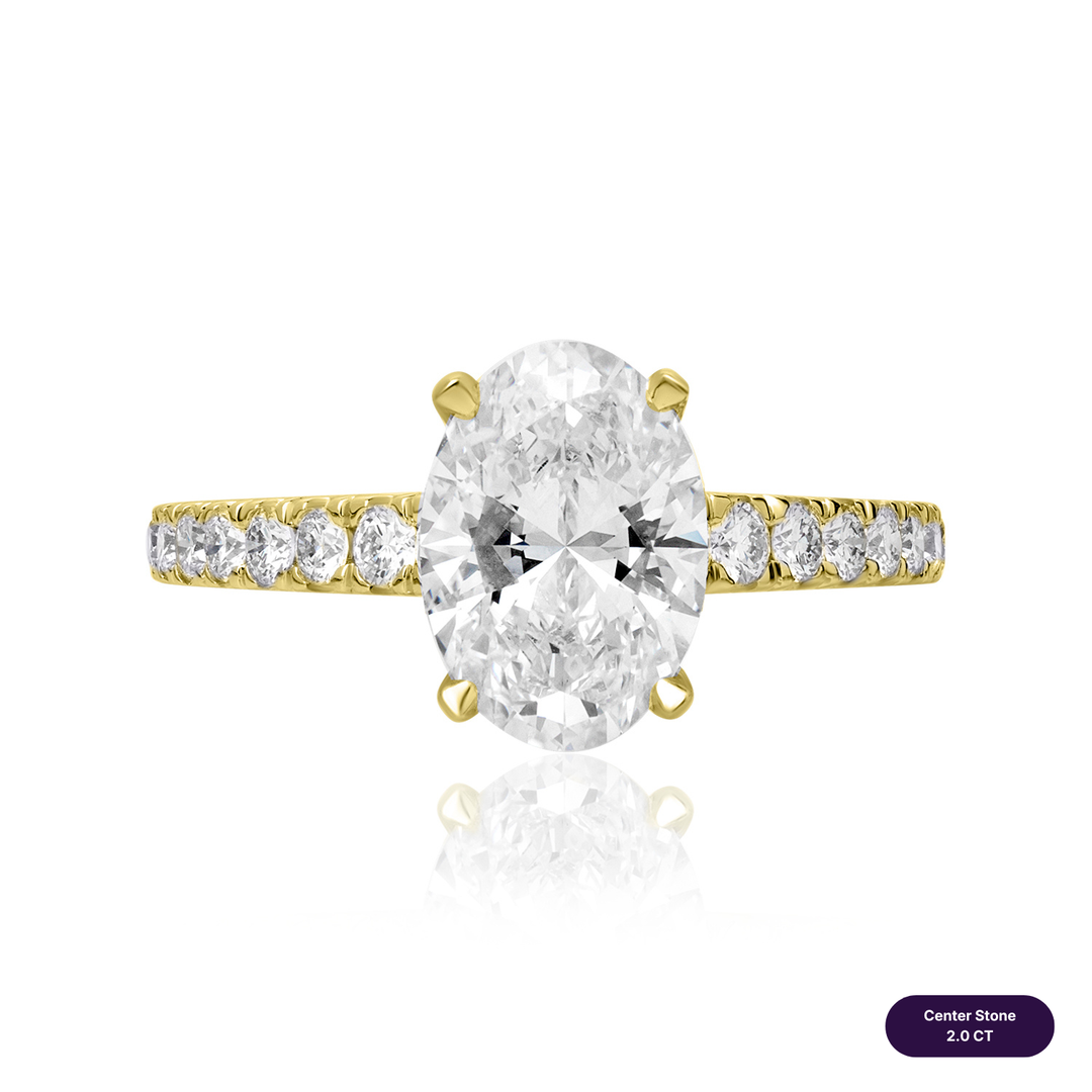 Solitaire Pave Lab Diamond Ring Oval