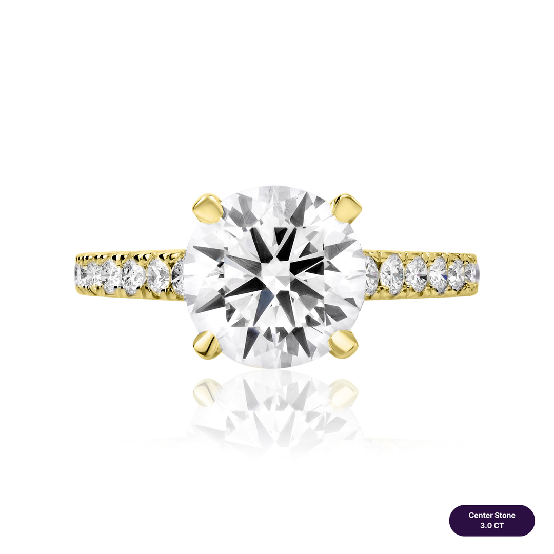 Solitaire Pave Lab Diamond Ring Round