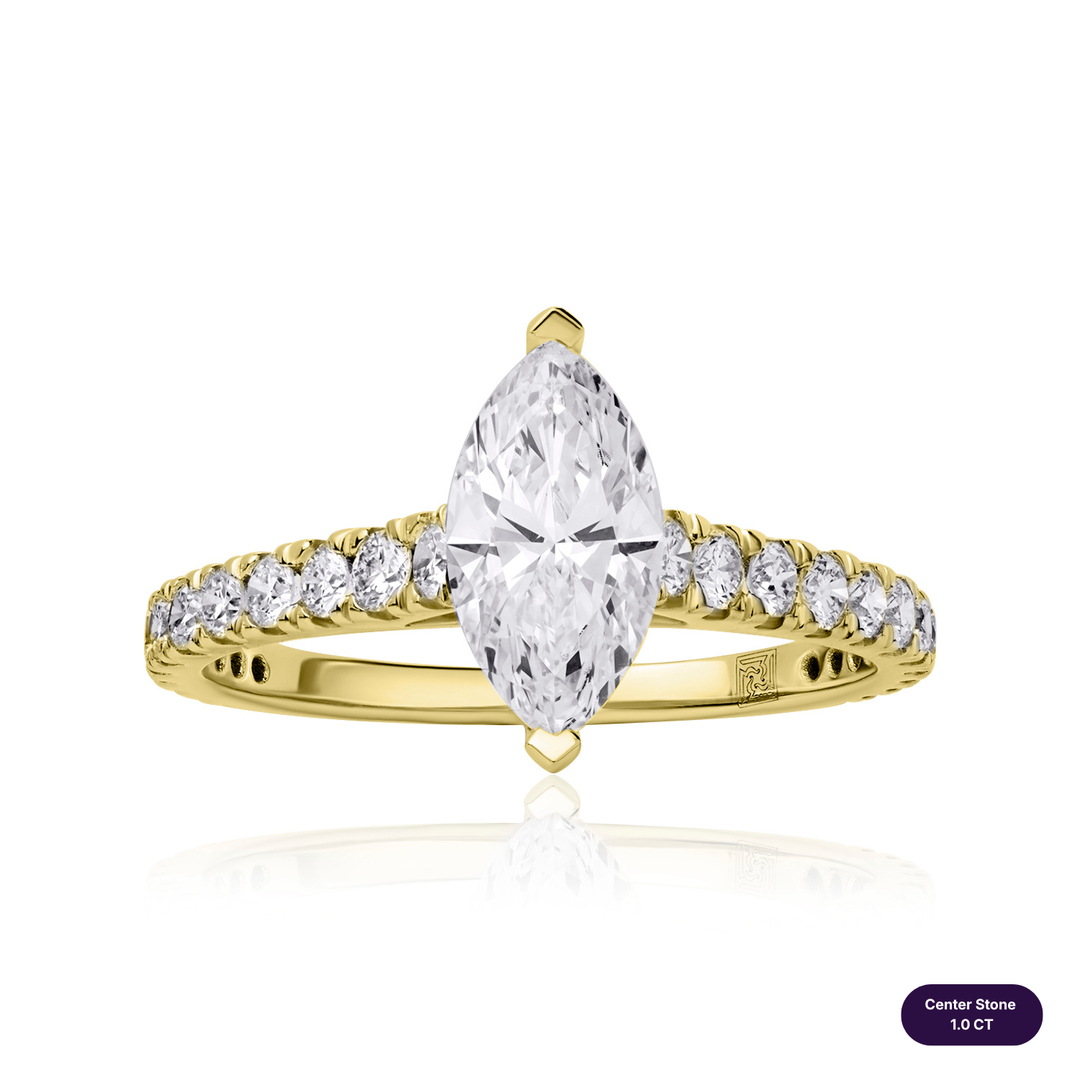Solitaire Pave Lab Diamond Ring Marquise