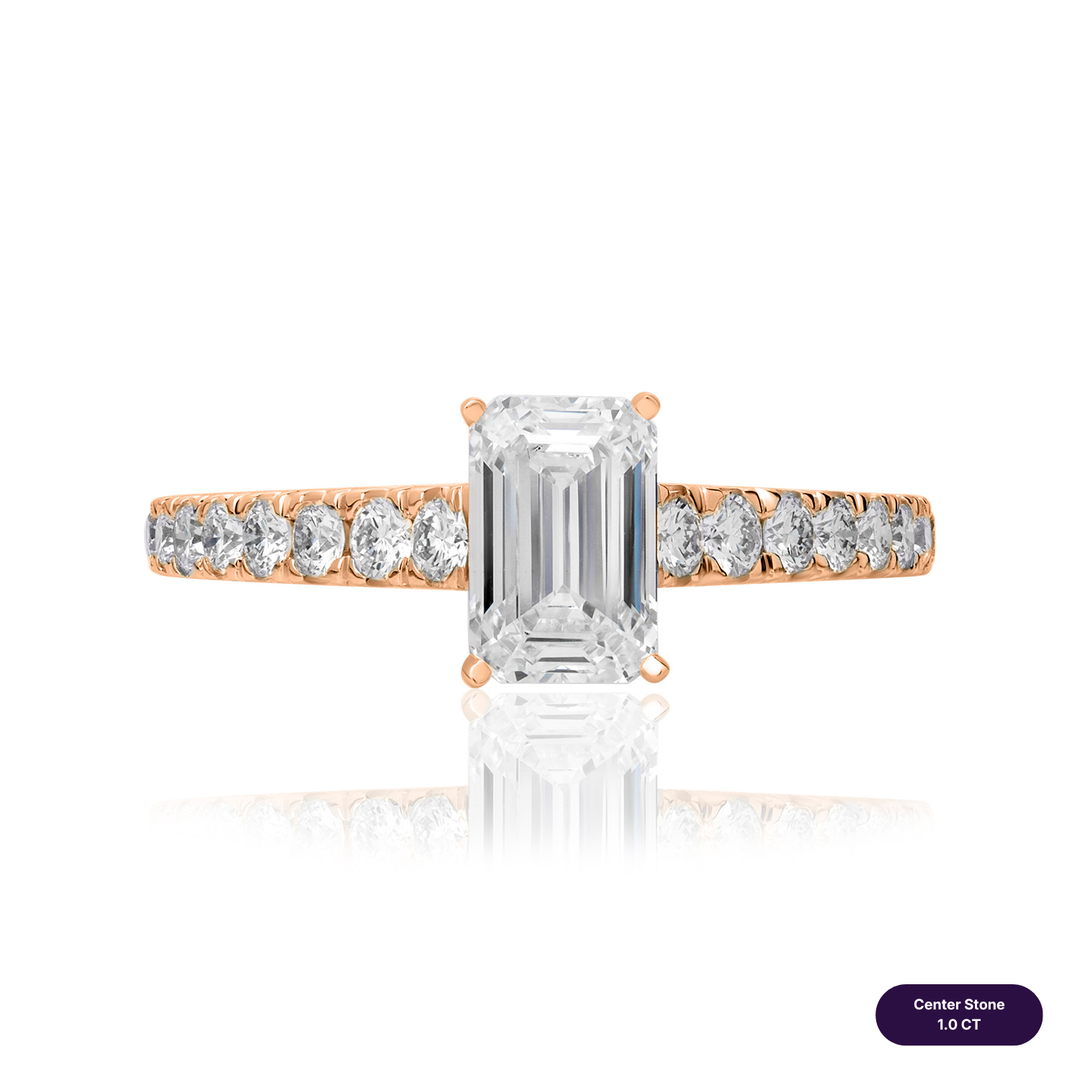 Solitaire Pave Lab Diamond Ring Emerald