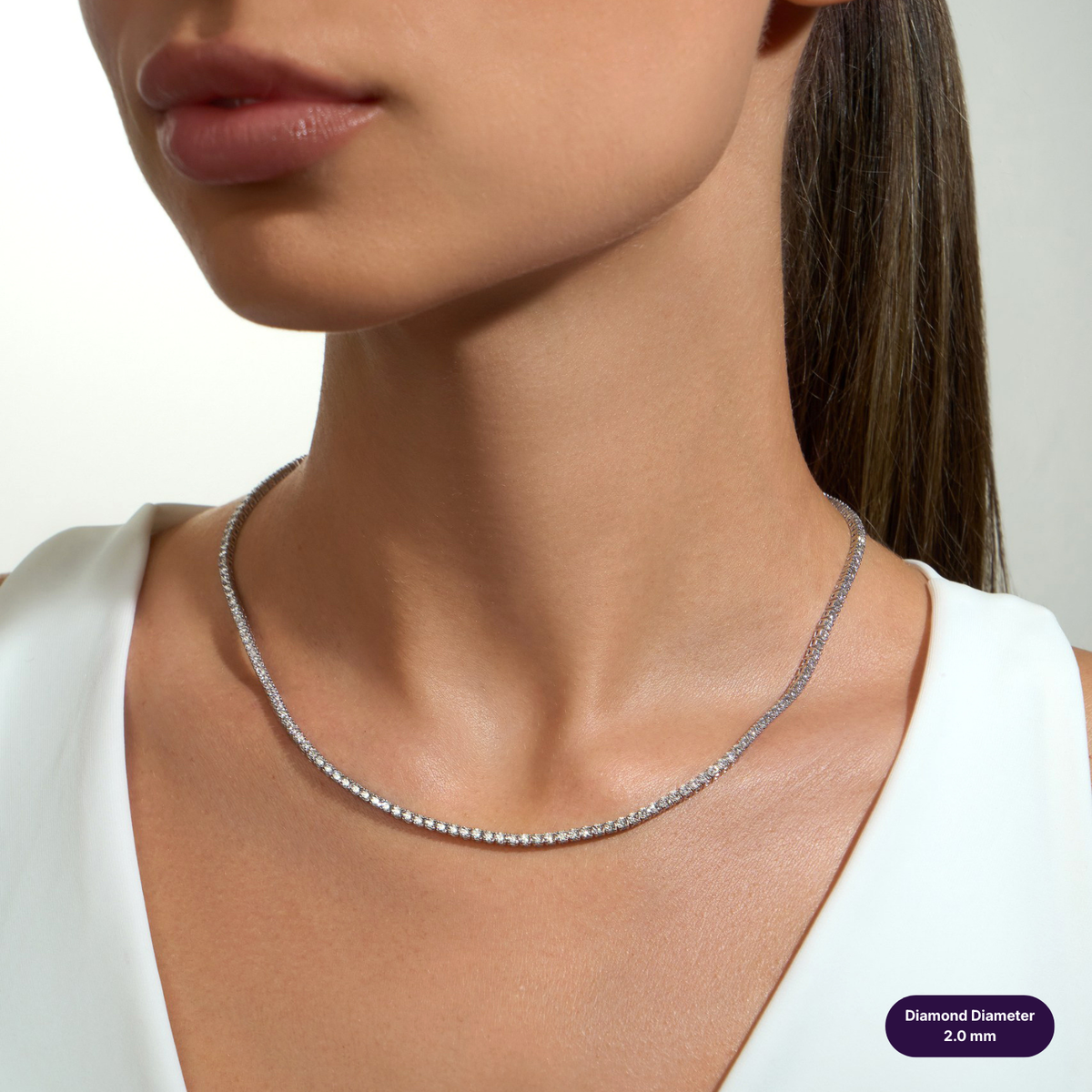 Tennis lab diamond necklace round