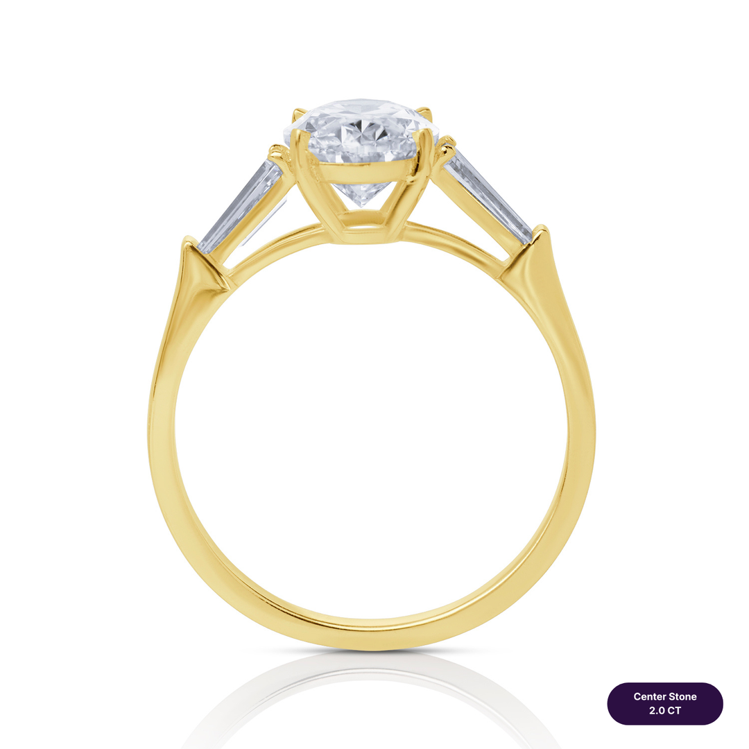 Three-Stones Lab Diamond Ring Oval with Tapered