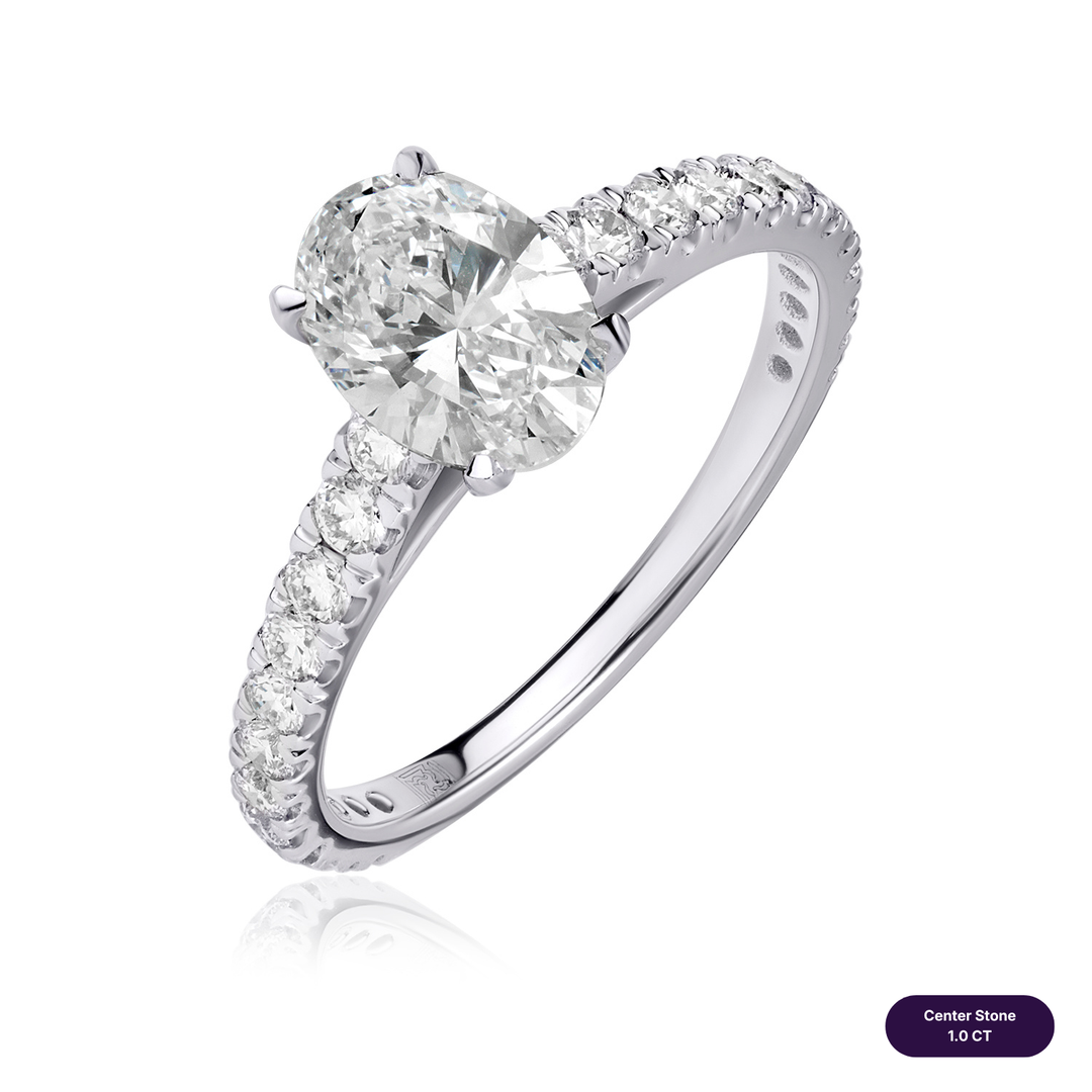 Solitaire Pave Lab Diamond Ring Oval