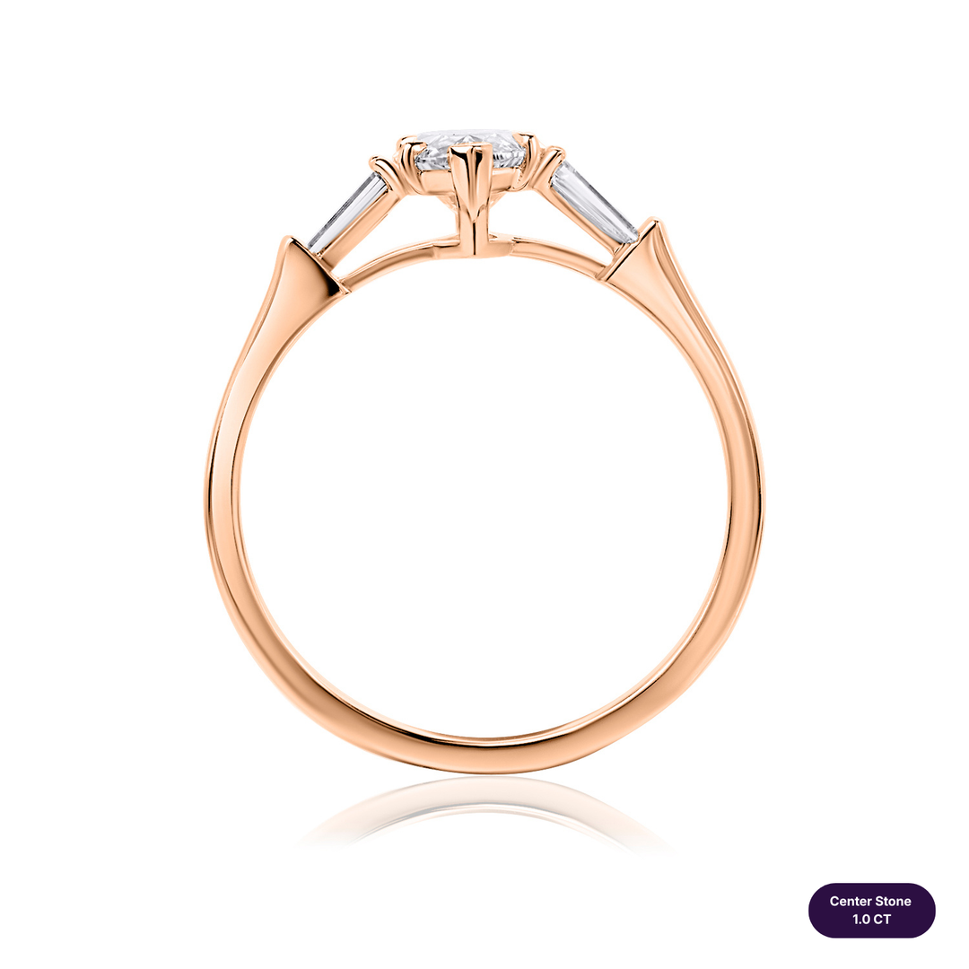Three-Stones Lab Diamond Ring Marquise with Tapered