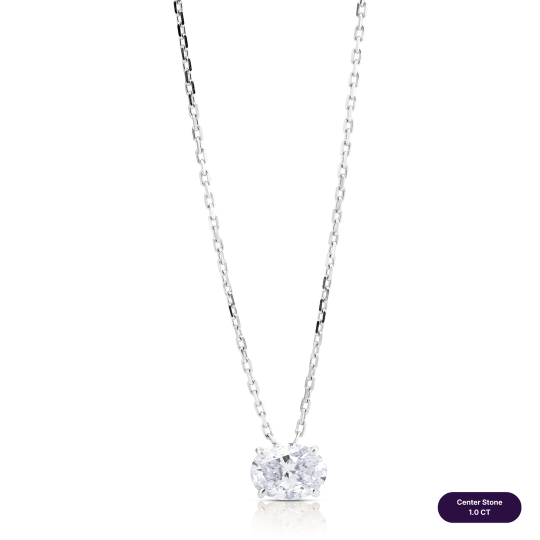 Solitaire Lab Diamond Necklace Oval