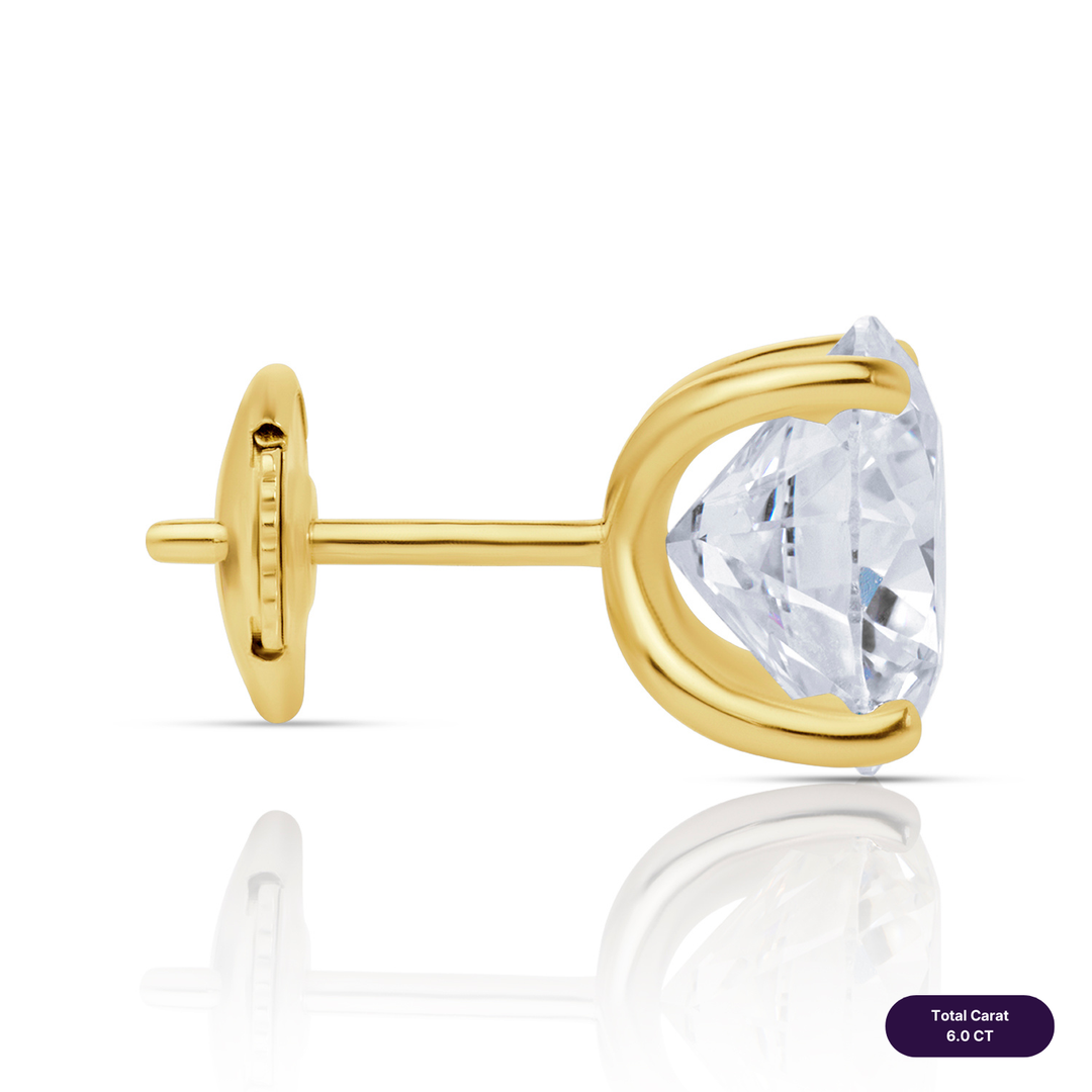 Solitaire Stud Lab Diamond Earrings Round