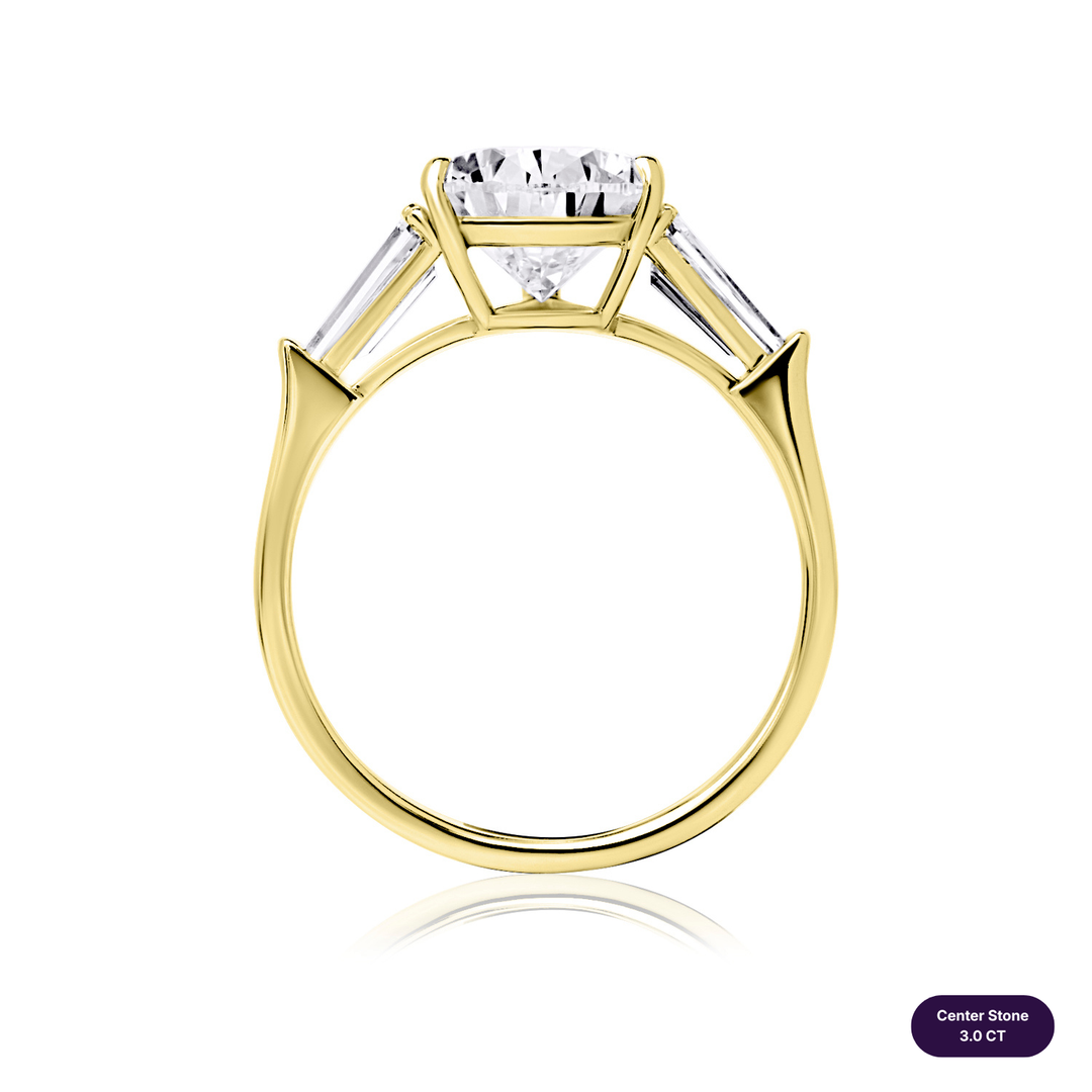 Three-Stones Lab Diamond Ring Pear with Tapered