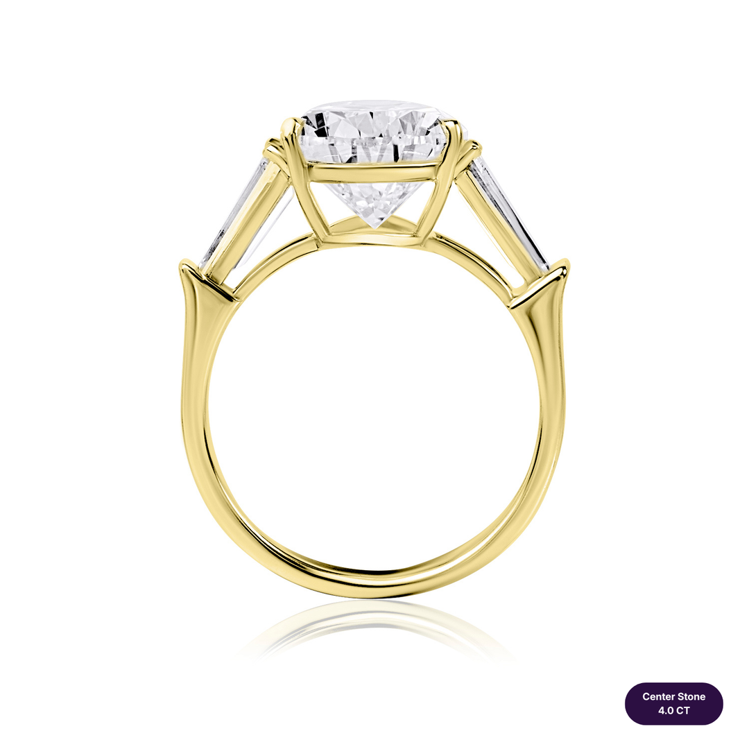Three-Stones Lab Diamond Ring Pear with Tapered