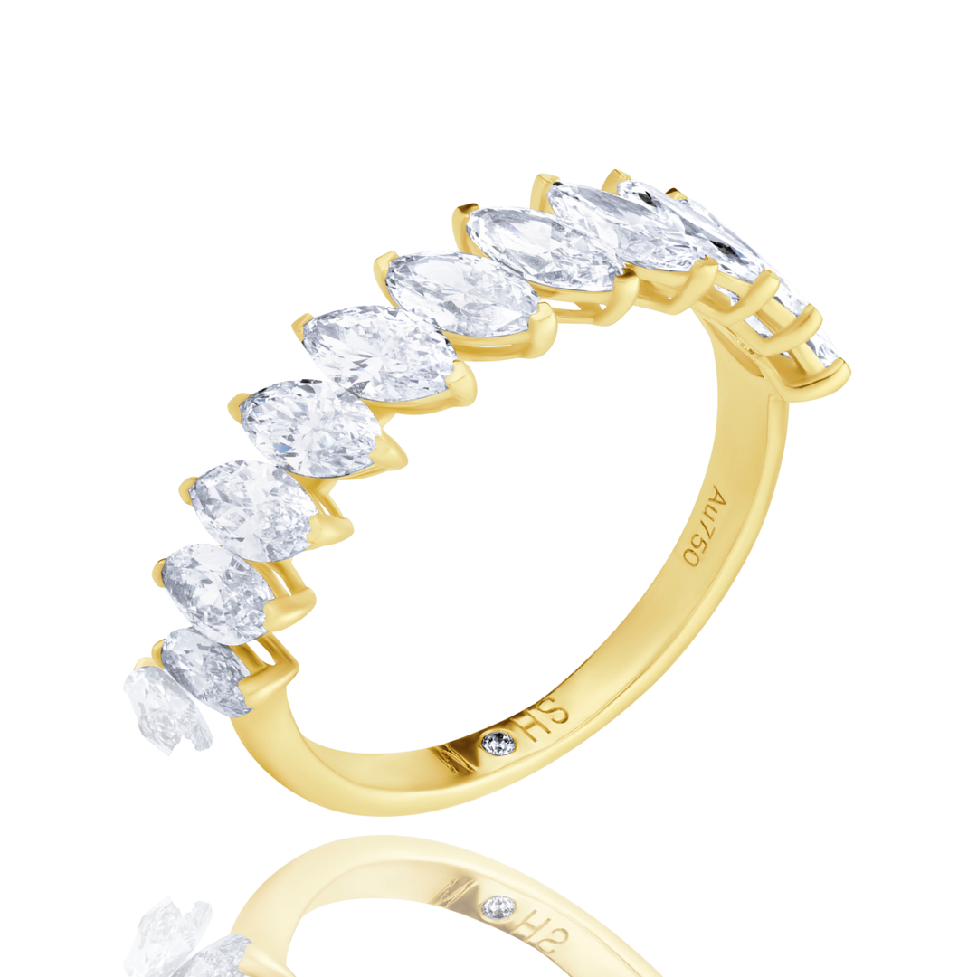 Half Eternity Lab Diamond Ring Marquise