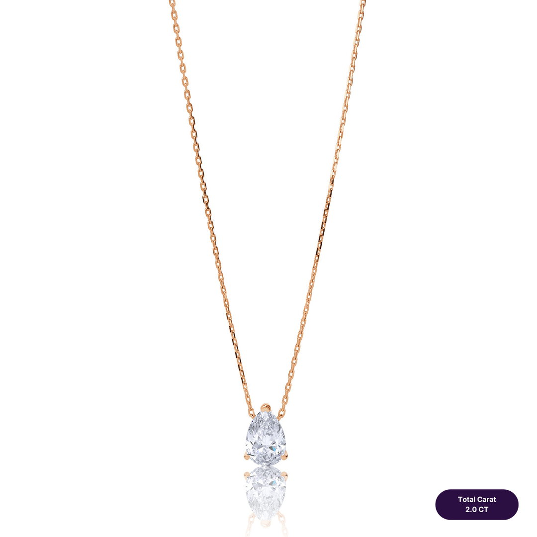 Solitaire Lab Diamond Necklace Pear