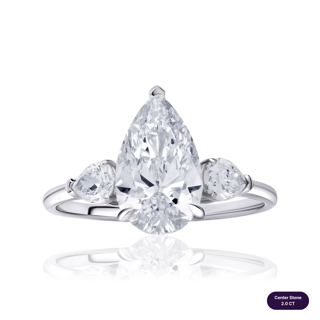 Three-Stones Lab Diamond Ring Pear