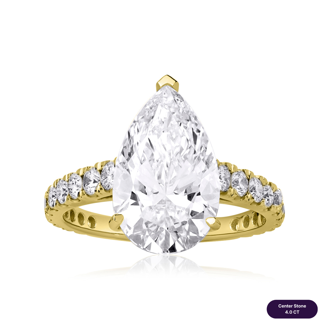 Solitaire Pave Lab Diamond Ring Pear