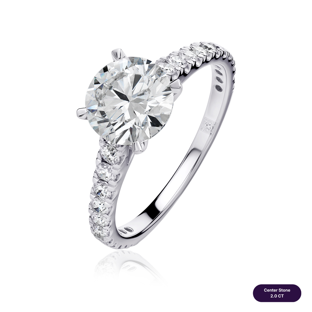 Solitaire Pave Lab Diamond Ring Round