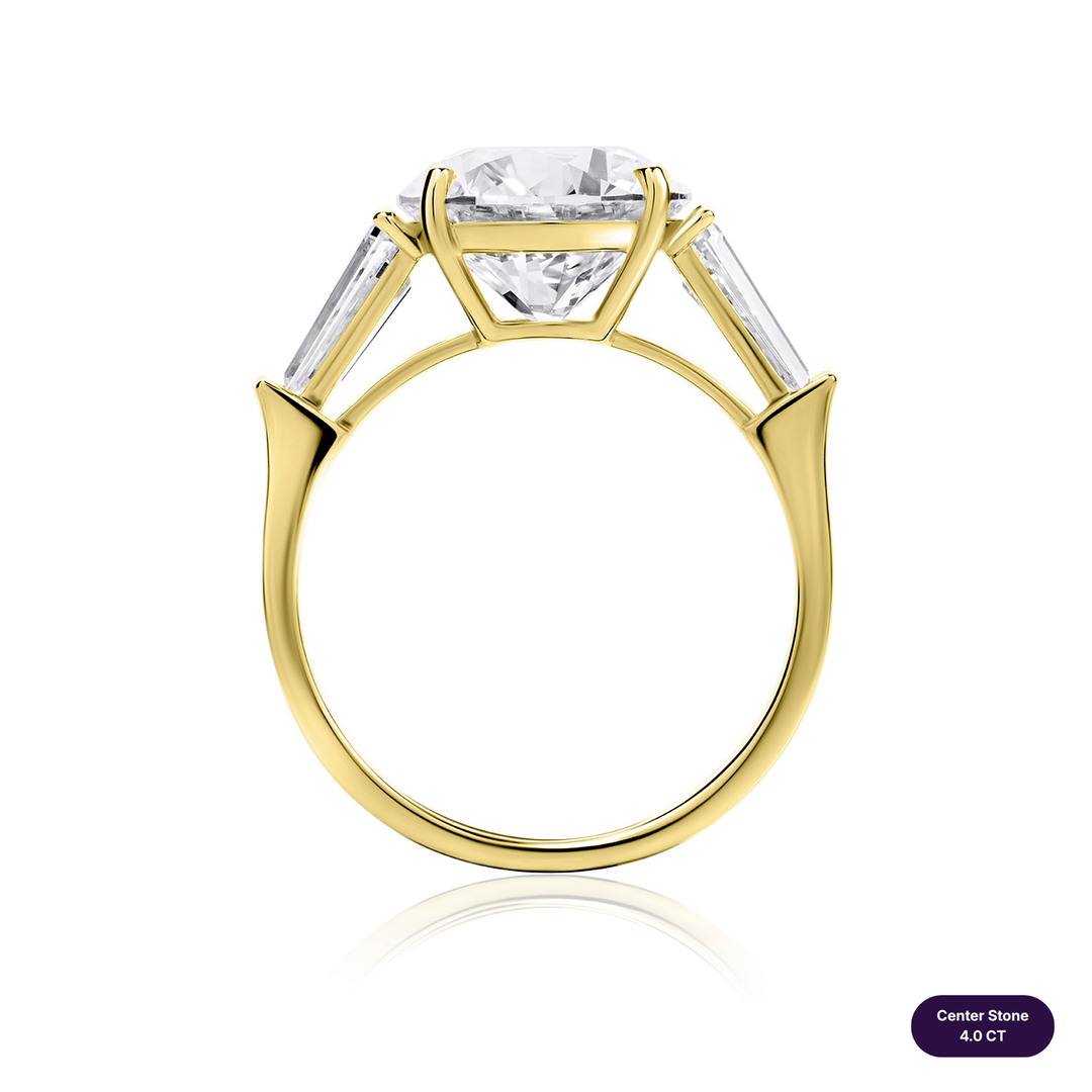 Three-Stones Lab Diamond Ring Round with Tapered