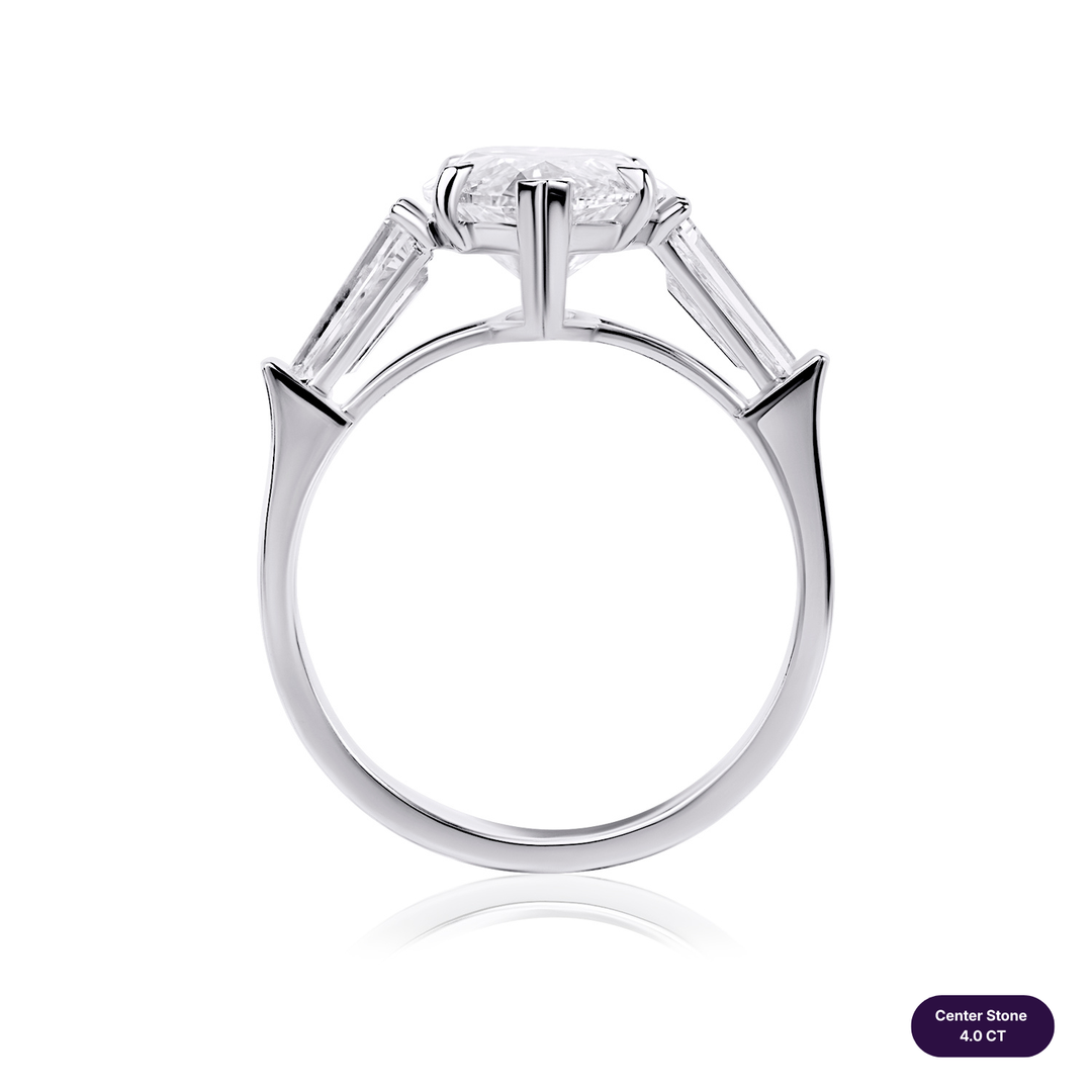 Three-Stones Lab Diamond Ring Marquise with Tapered