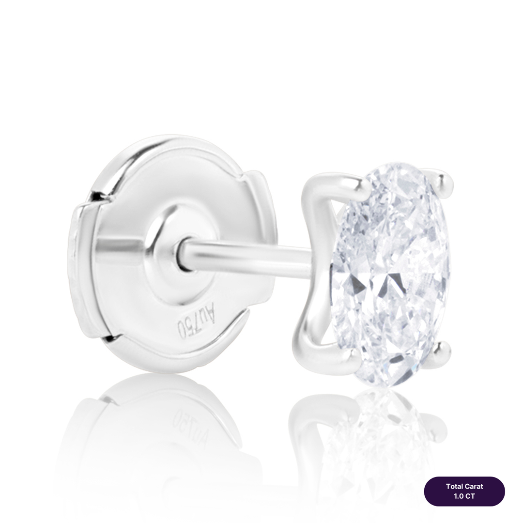 Solitaire Stud Lab Diamond Earrings Oval