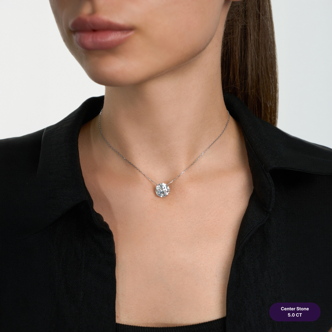 Solitaire Lab Diamond Necklace Round