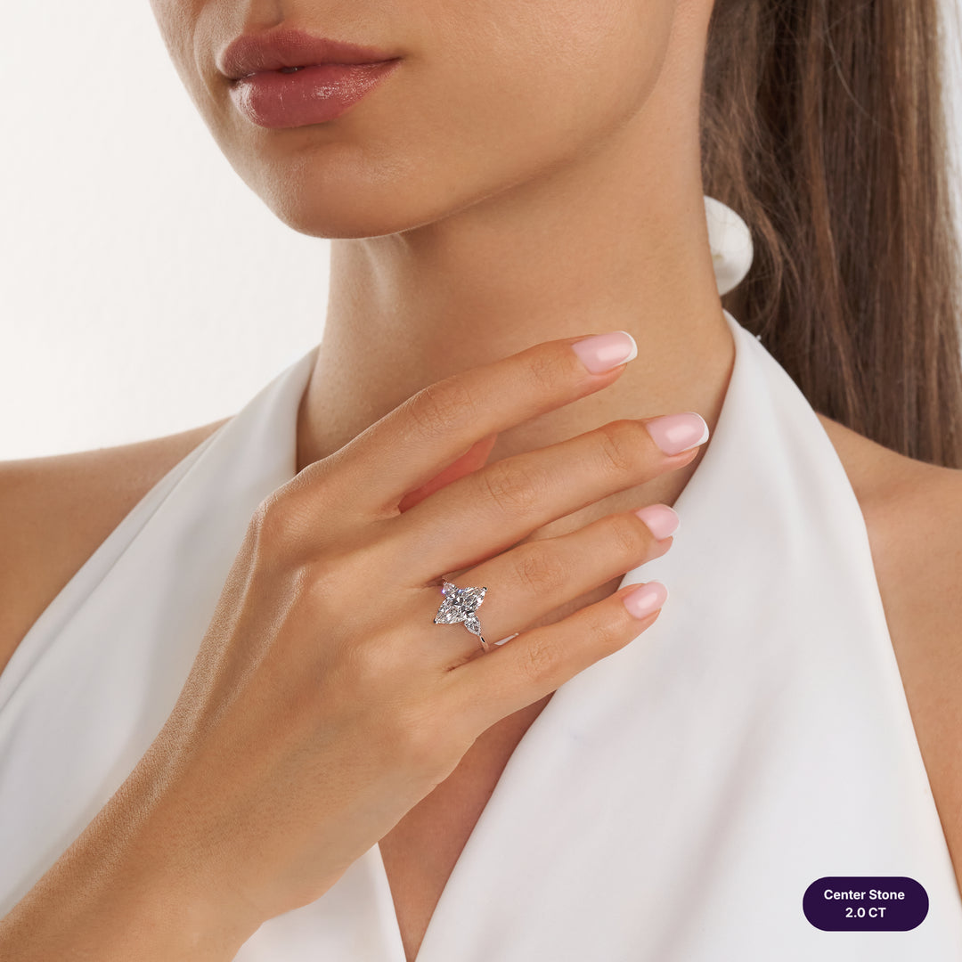 Three-Stones Lab Diamond Ring Marquise