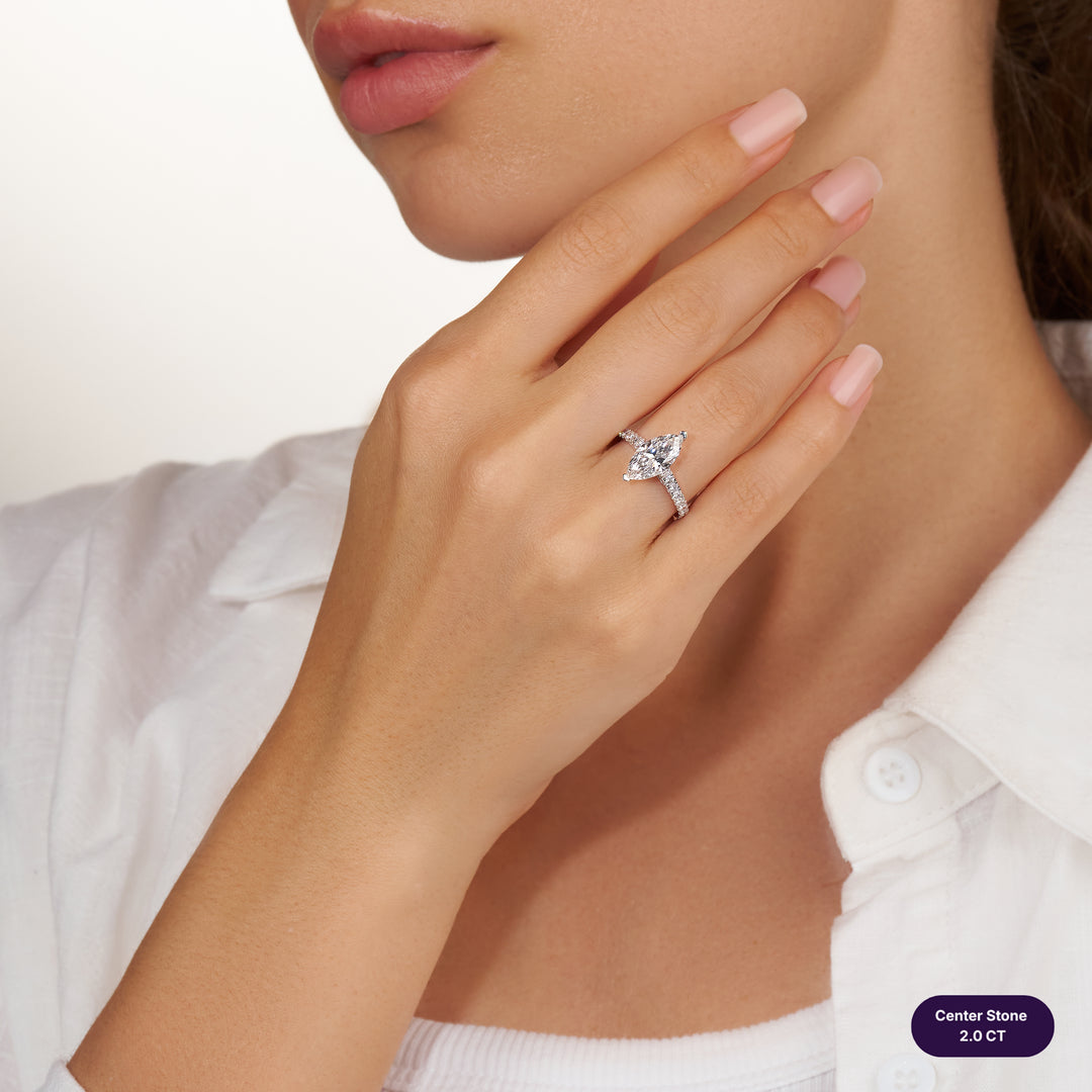 Solitaire Pave Lab Diamond Ring Marquise