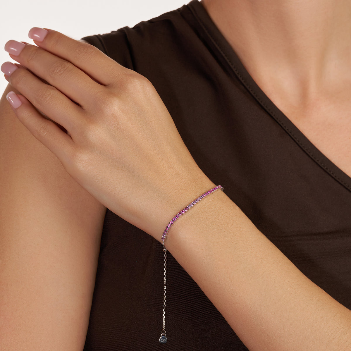 Bar tennis natural sapphire bracelet