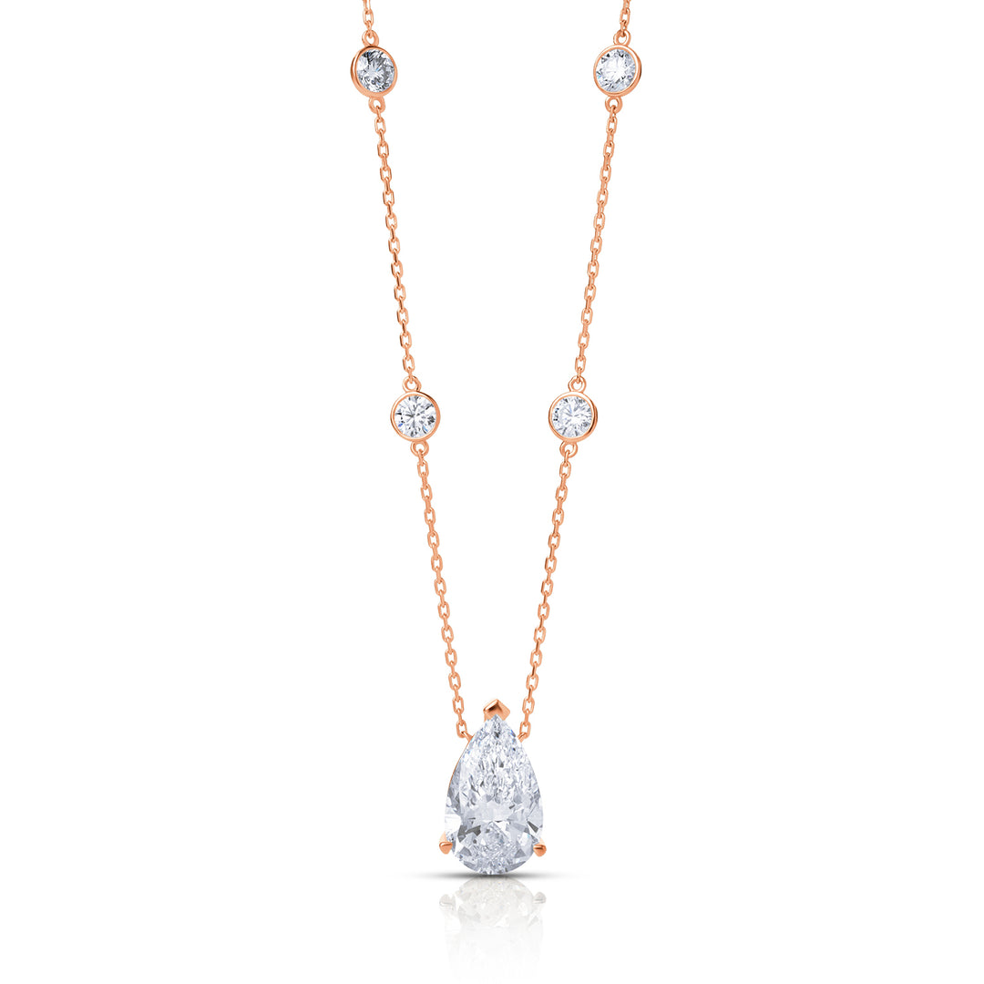 Solitaire Lab Diamond Necklace Pear with Round