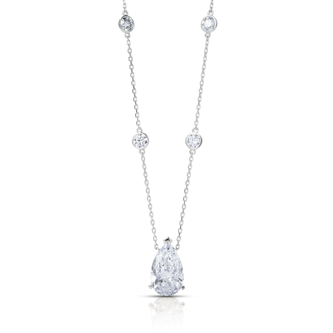 Solitaire Lab Diamond Necklace Pear with Round