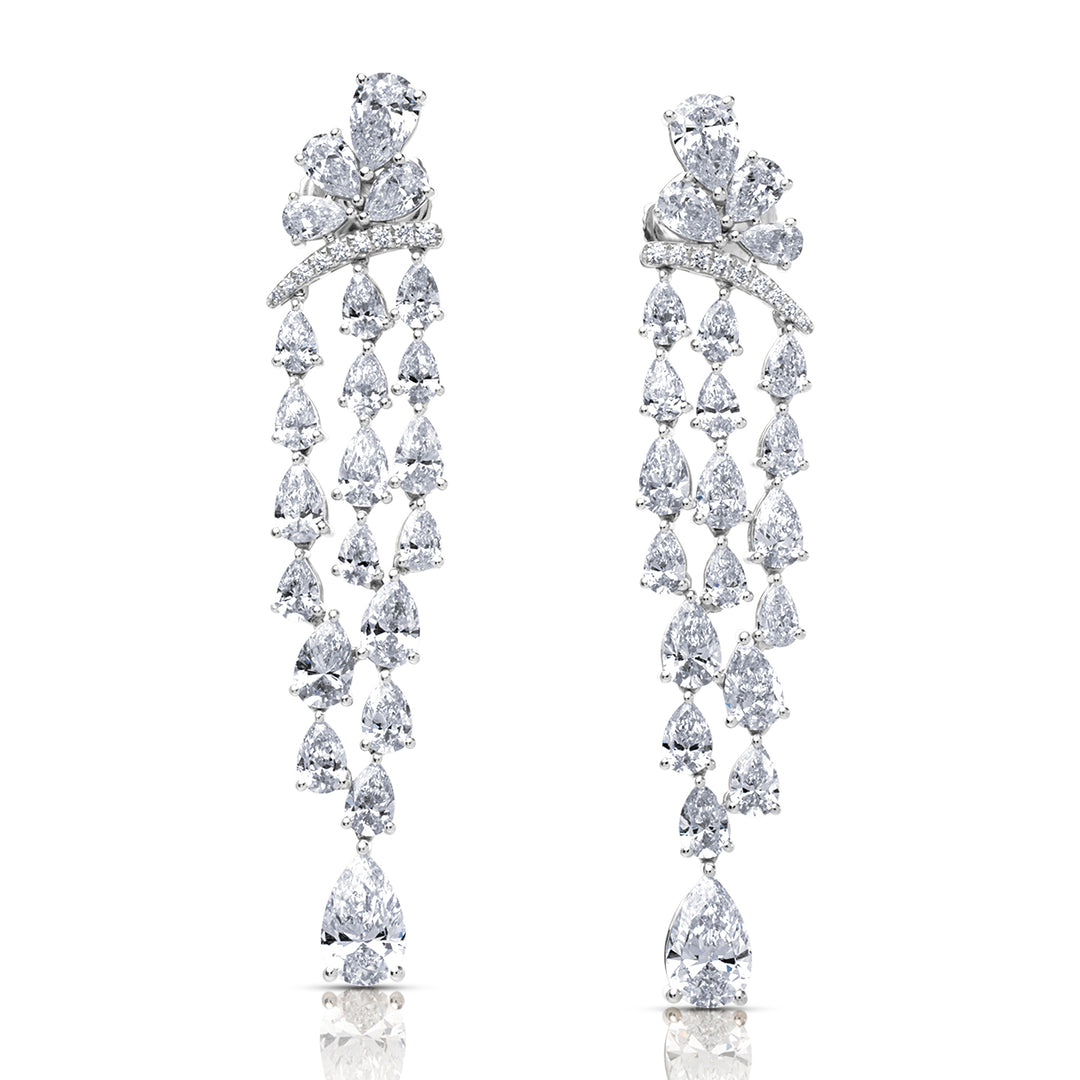 Drop Lab Diamond Earrings Pear with Round