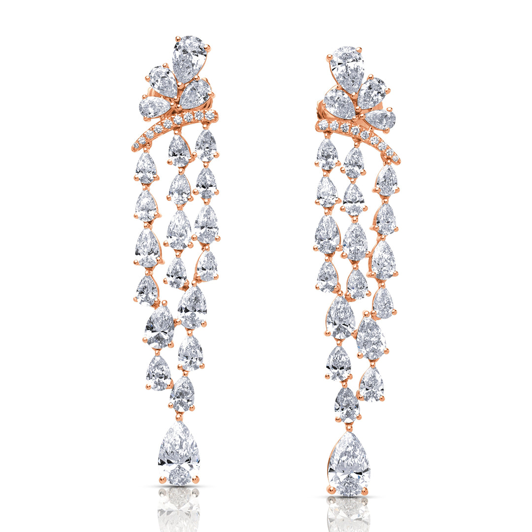Drop Lab Diamond Earrings Pear with Round