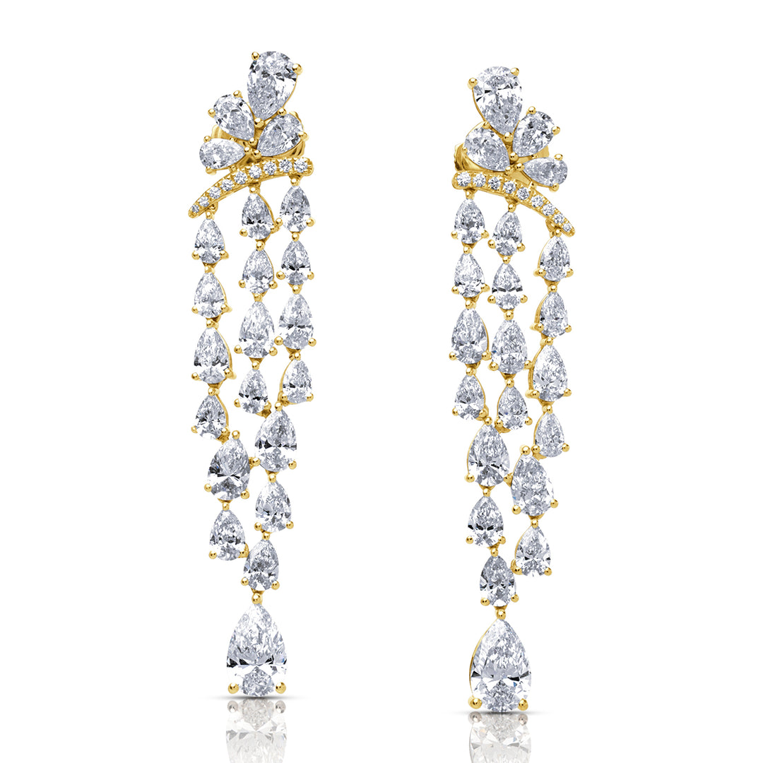 Drop Lab Diamond Earrings Pear with Round