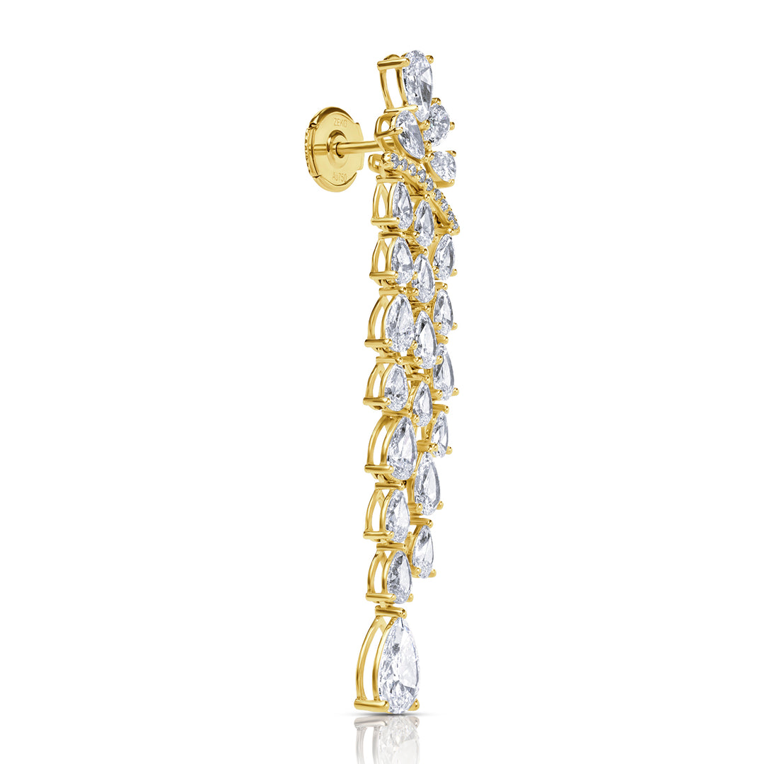 Drop Lab Diamond Earrings Pear with Round