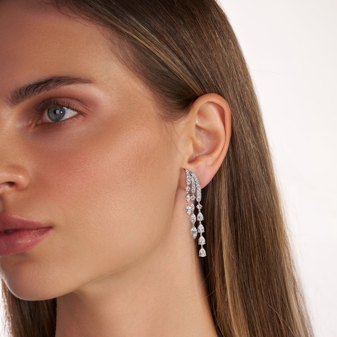Drop Lab Diamond Earrings Marquise and Pear with Round