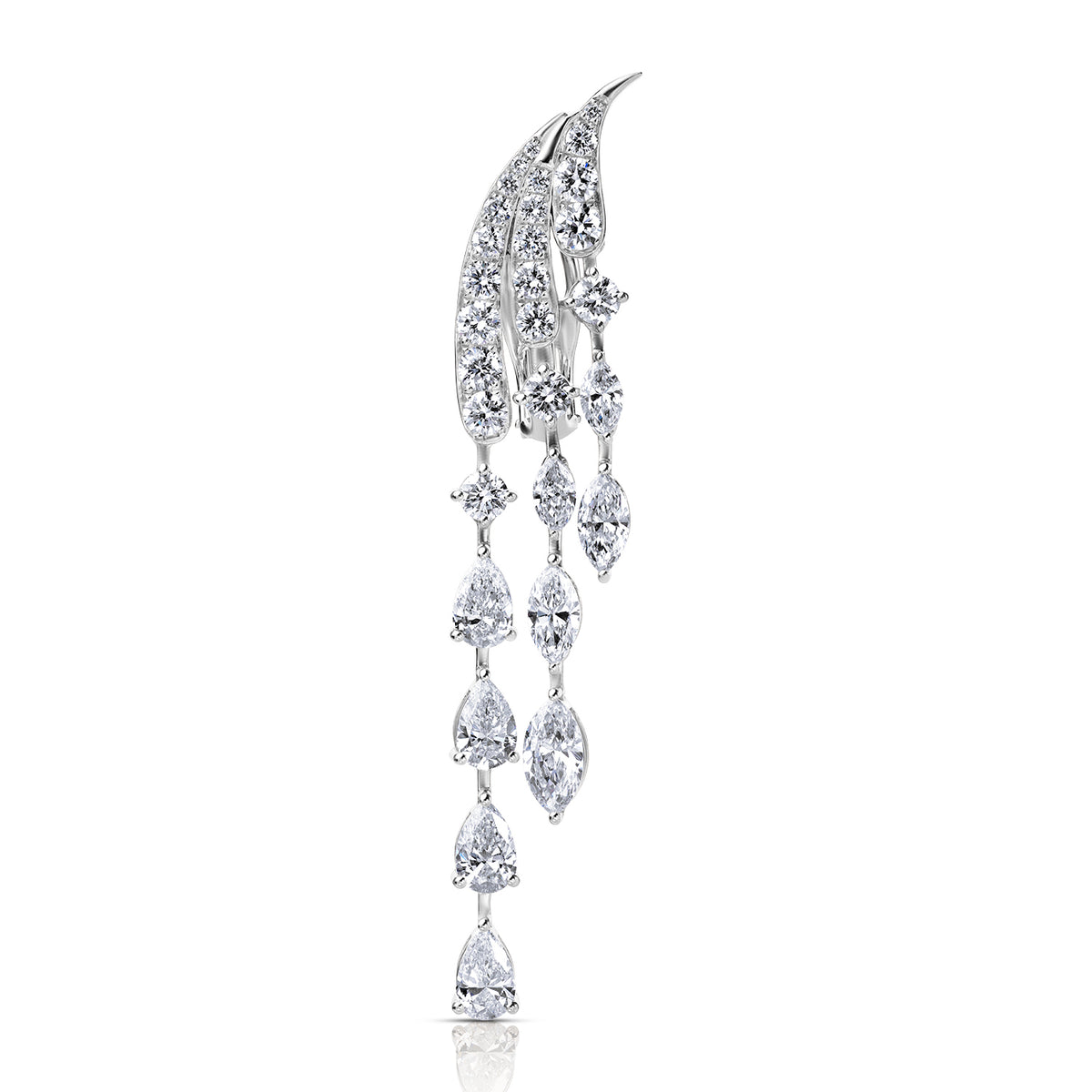 Drop lab diamond earrings marquise and pear with round