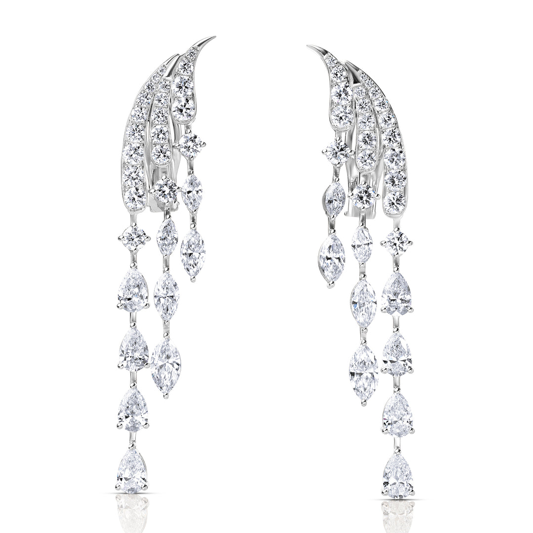 Drop Lab Diamond Earrings Marquise and Pear with Round