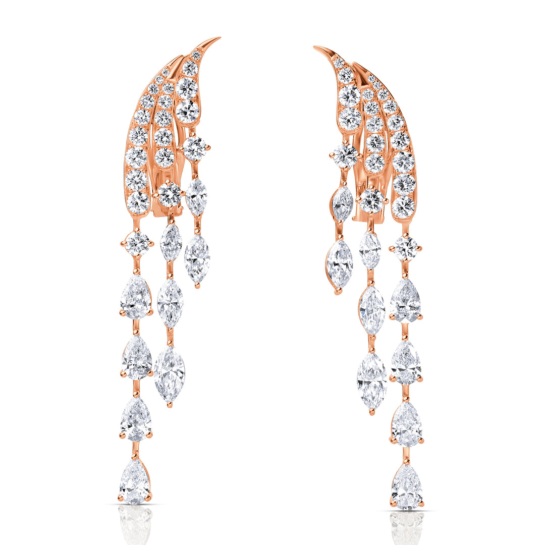 Drop Lab Diamond Earrings Marquise and Pear with Round