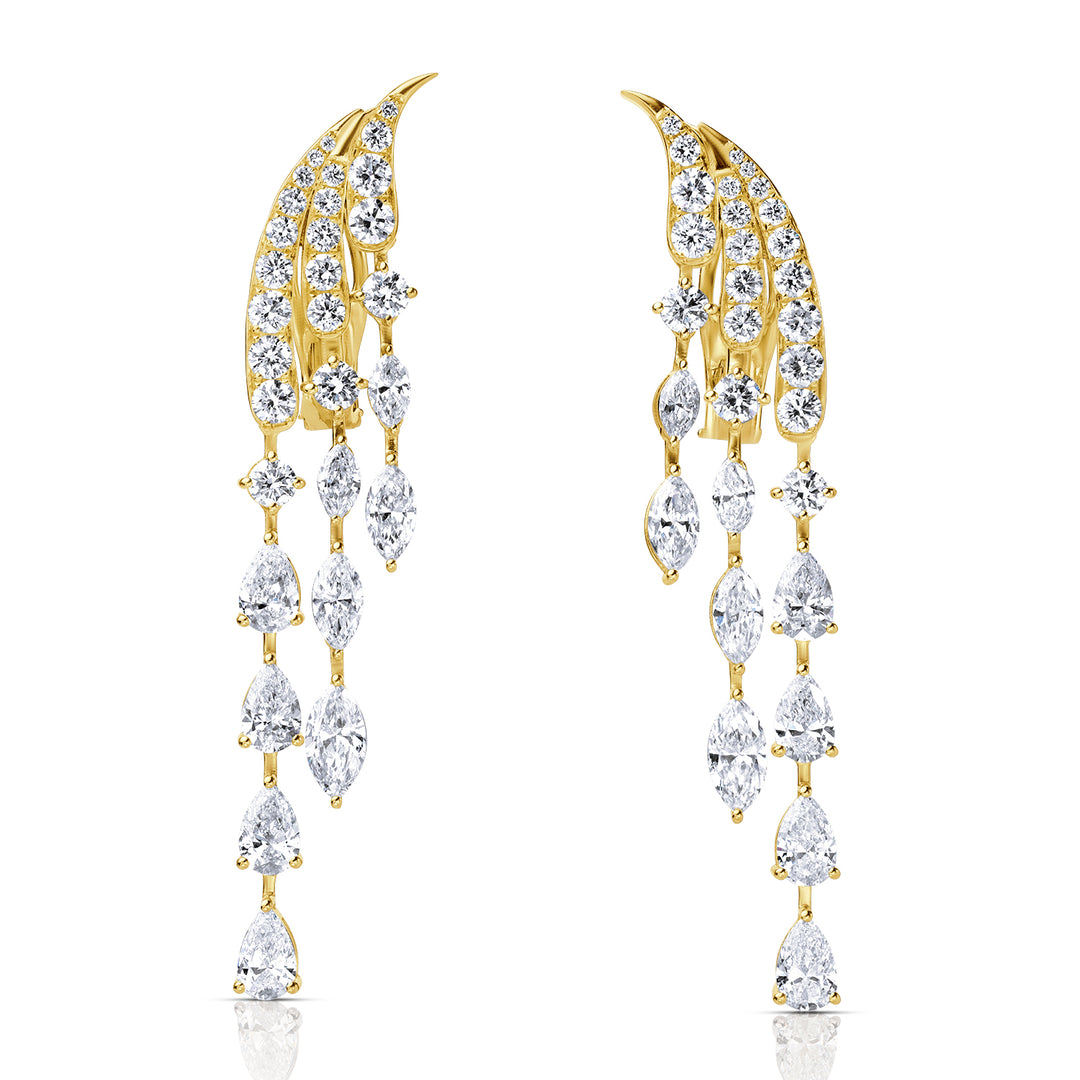 Drop Lab Diamond Earrings Marquise and Pear with Round