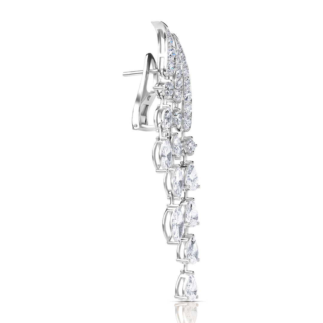Drop Lab Diamond Earrings Marquise and Pear with Round