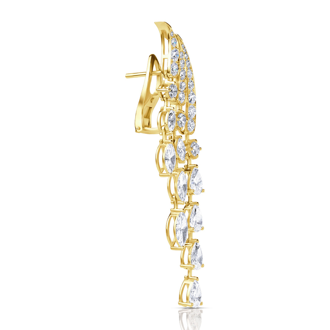 Drop Lab Diamond Earrings Marquise and Pear with Round