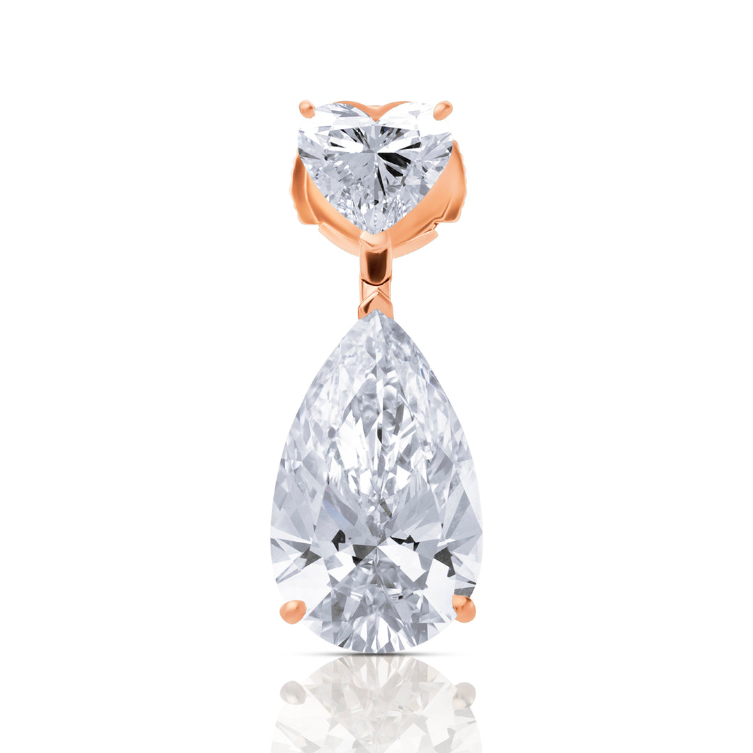 Drop Lab Diamond Earrings Pear with Heart