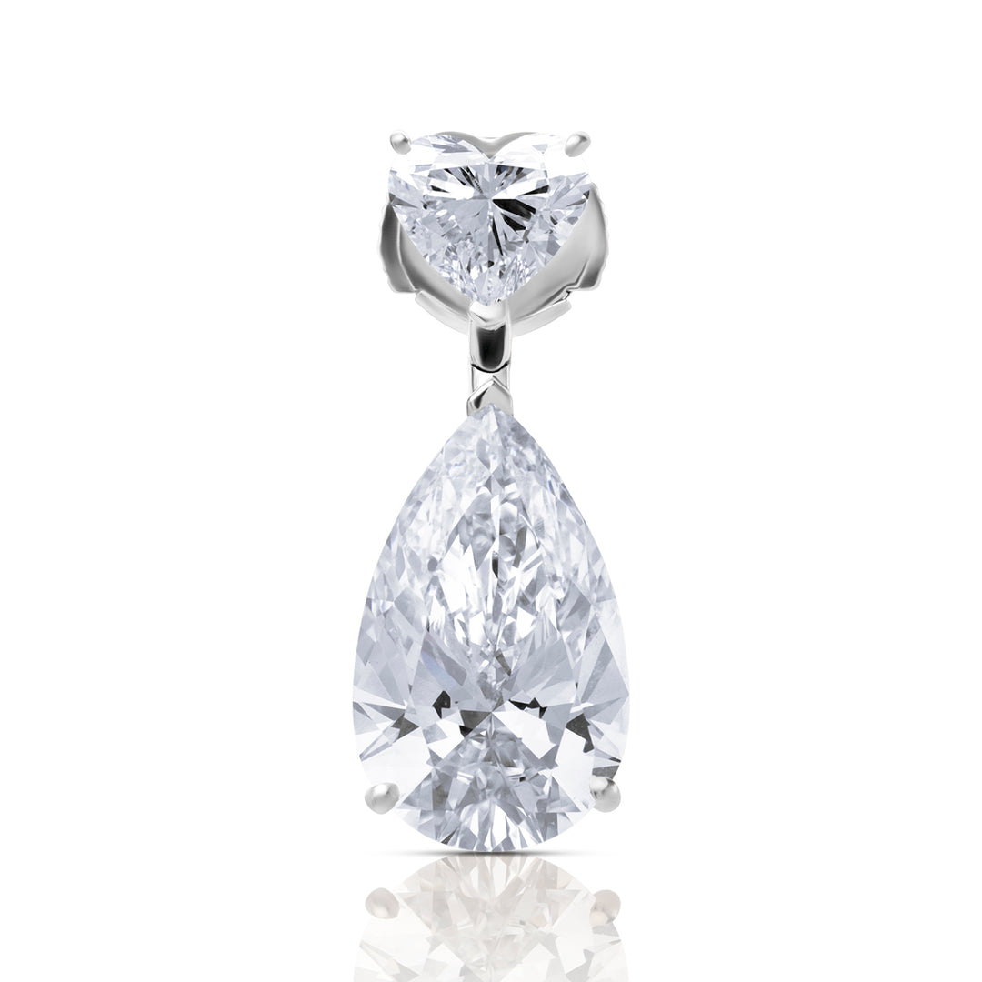 Drop Lab Diamond Earrings Pear with Heart