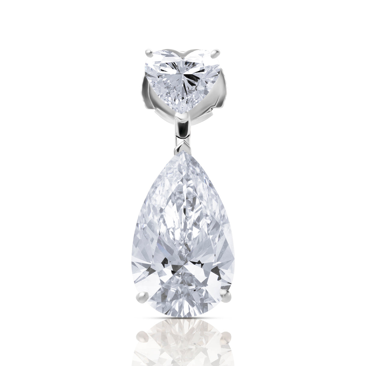 Drop lab diamond earrings pear with heart
