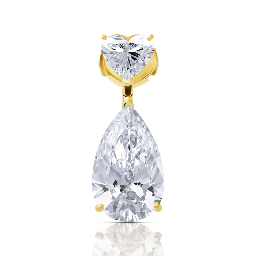 Drop Lab Diamond Earrings Pear with Heart