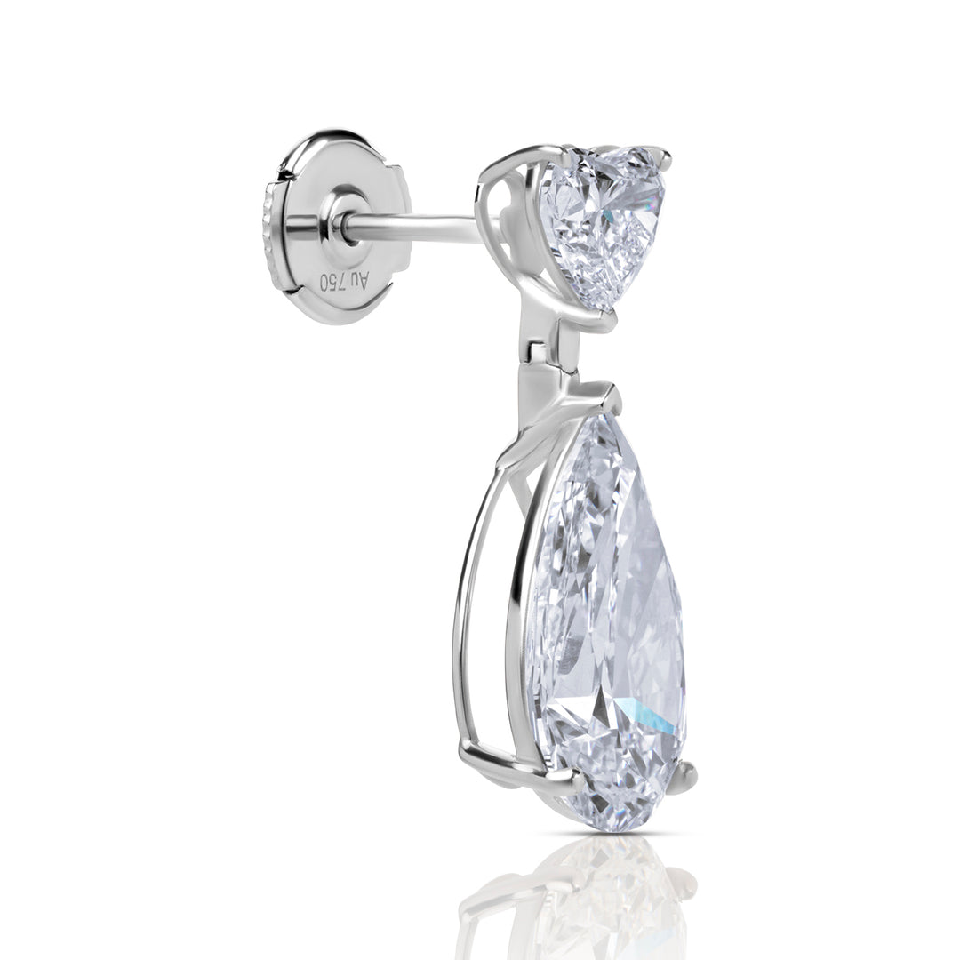 Drop Lab Diamond Earrings Pear with Heart