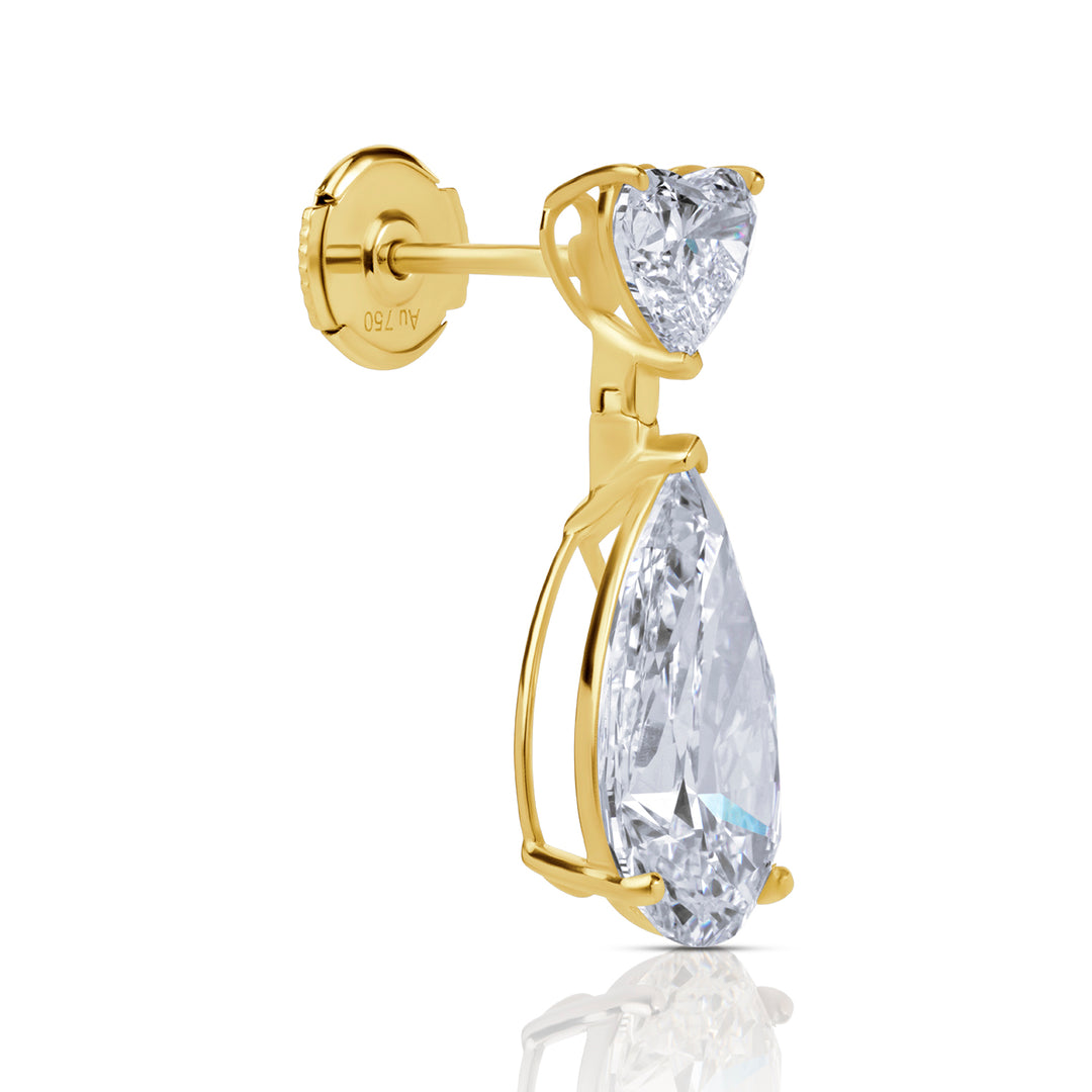 Drop Lab Diamond Earrings Pear with Heart