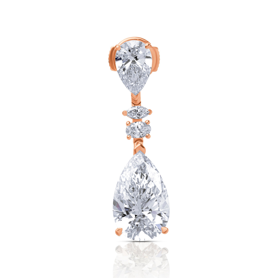 Drop Lab Diamond Earrings Pear with Marquise & Oval