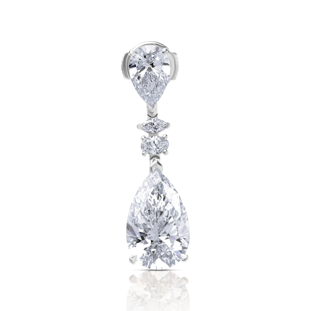 Drop Lab Diamond Earrings Pear with Marquise & Oval