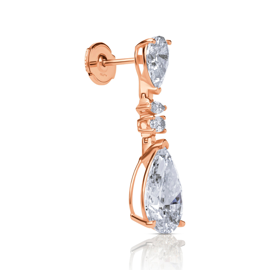 Drop Lab Diamond Earrings Pear with Marquise & Oval