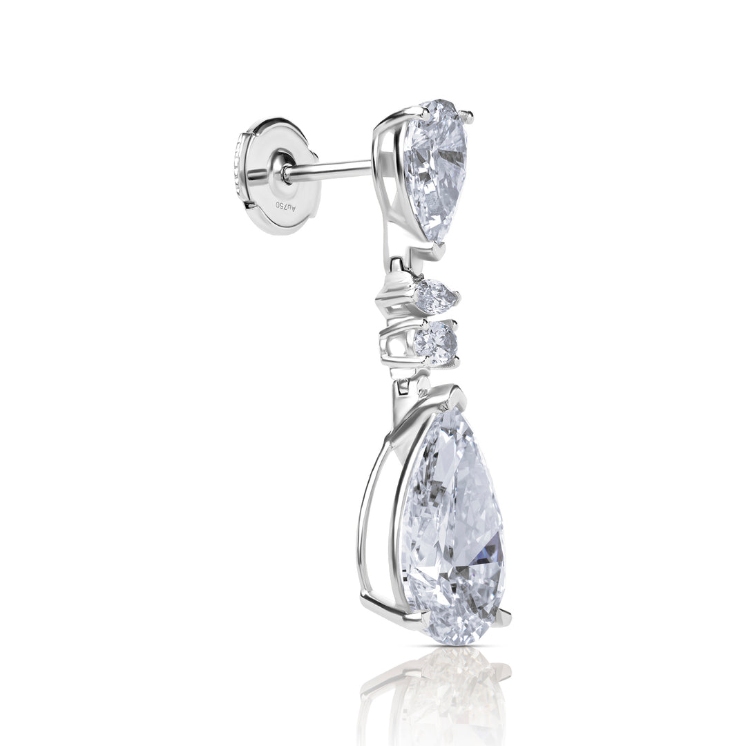 Drop Lab Diamond Earrings Pear with Marquise & Oval